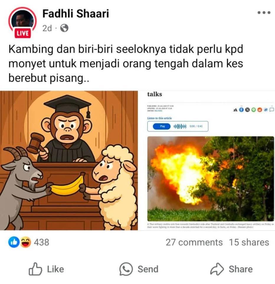 Karikatur senda rundingan damai: Fadhli enggan mohon maaf