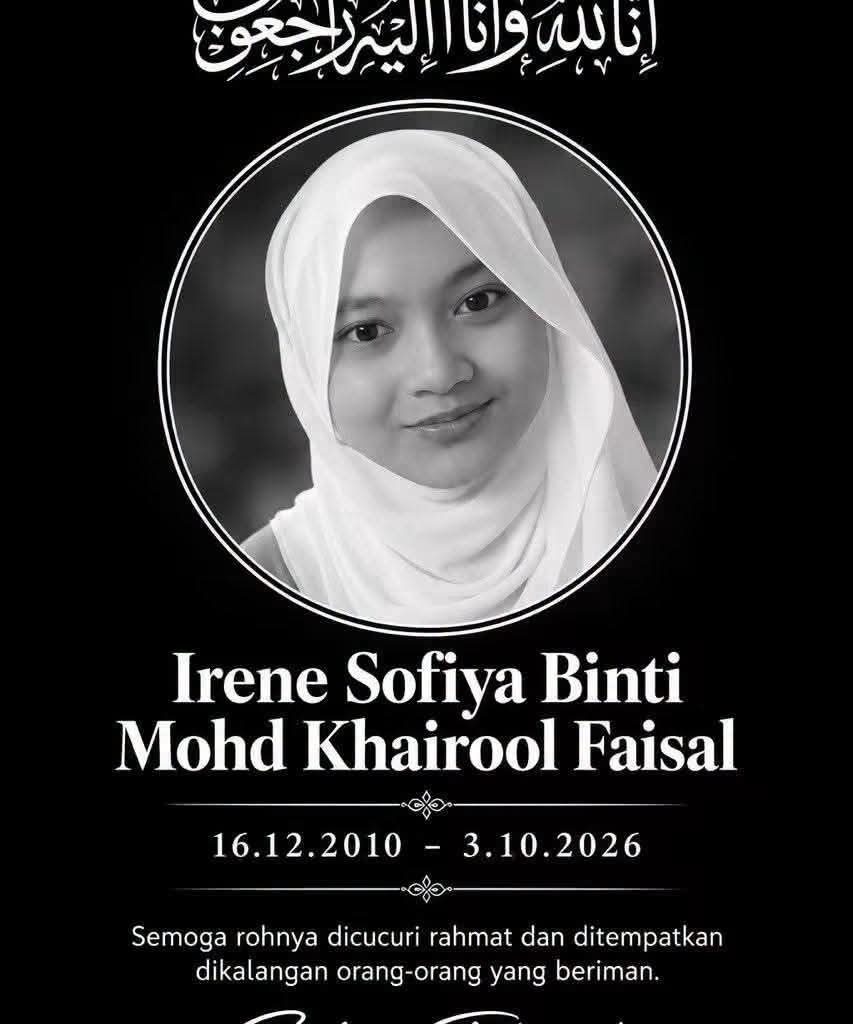 Jenazah pelajar tingkatan 4 Irene Sofiya selamat disemadikan